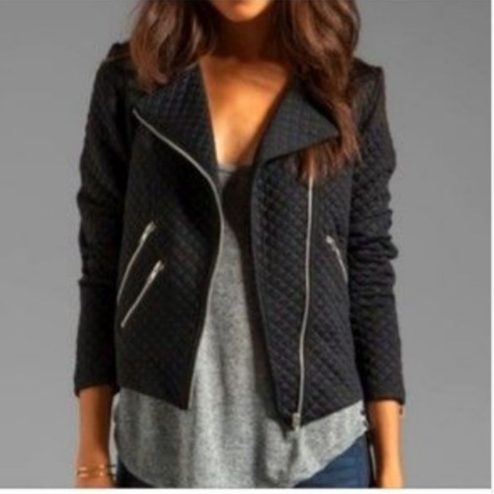 Edgy Sophistication:Generation Love Indigo Duncan Quilted Moto Jacket Size Small